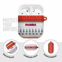 Namibia Christmas AirPods Case with Red-Green Theme, Coat of Arms, and National Flag Motif - Wonder Print Shop