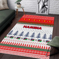Namibia Christmas Area Rug with Red-Green Theme, Coat of Arms, and National Flag Motif - Wonder Print Shop