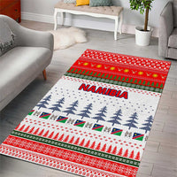 Namibia Christmas Area Rug with Red-Green Theme, Coat of Arms, and National Flag Motif - Wonder Print Shop