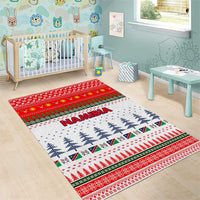 Namibia Christmas Area Rug with Red-Green Theme, Coat of Arms, and National Flag Motif - Wonder Print Shop