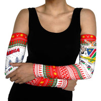Namibia Christmas Arm Sleeves with Red-Green Theme, Coat of Arms, and National Flag Motif - Wonder Print Shop