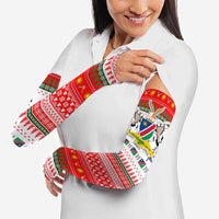 Namibia Christmas Arm Sleeves with Red-Green Theme, Coat of Arms, and National Flag Motif - Wonder Print Shop