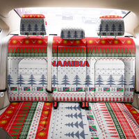 Namibia Christmas Back Car Seat Cover with Red-Green Theme, Coat of Arms, and National Flag Motif - Wonder Print Shop