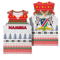 Namibia Christmas Basketball Jersey with Red-Green Theme, Coat of Arms, and National Flag Motif - Wonder Print Shop