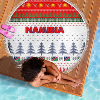Namibia Christmas Beach Blanket with Red-Green Theme, Coat of Arms, and National Flag Motif - Wonder Print Shop