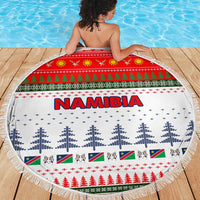 Namibia Christmas Beach Blanket with Red-Green Theme, Coat of Arms, and National Flag Motif - Wonder Print Shop