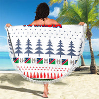 Namibia Christmas Beach Blanket with Red-Green Theme, Coat of Arms, and National Flag Motif - Wonder Print Shop