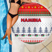 Namibia Christmas Beach Blanket with Red-Green Theme, Coat of Arms, and National Flag Motif - Wonder Print Shop