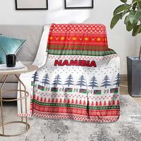 Namibia Christmas Blanket with Red-Green Theme, Coat of Arms, and National Flag Motif - Wonder Print Shop