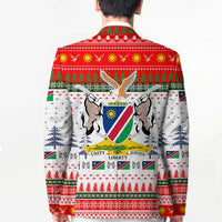 Namibia Christmas Blazer with Red-Green Theme, Coat of Arms, and National Flag Motif - Wonder Print Shop