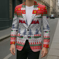 Namibia Christmas Blazer with Red-Green Theme, Coat of Arms, and National Flag Motif - Wonder Print Shop