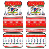 Namibia Christmas Car Mats with Red-Green Theme, Coat of Arms, and National Flag Motif - Wonder Print Shop