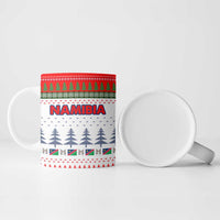 Namibia Christmas Ceramic Mug with Red-Green Theme, Coat of Arms, and National Flag Motif - Wonder Print Shop