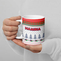 Namibia Christmas Ceramic Mug with Red-Green Theme, Coat of Arms, and National Flag Motif - Wonder Print Shop