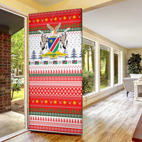 Namibia Christmas Door Cover with Red-Green Theme, Coat of Arms, and National Flag Motif - Wonder Print Shop