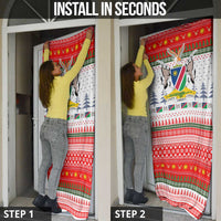 Namibia Christmas Door Cover with Red-Green Theme, Coat of Arms, and National Flag Motif - Wonder Print Shop