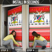 Namibia Christmas Door Cover with Red-Green Theme, Coat of Arms, and National Flag Motif - Wonder Print Shop