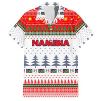 Namibia Christmas Family Matching Long Sleeve Bodycon Dress and Hawaiian Shirt with Red-Green Theme, Coat of Arms, and National Flag Motif - Wonder Print Shop