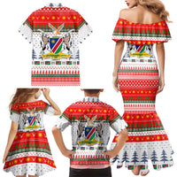 Namibia Christmas Family Matching Mermaid Dress and Hawaiian Shirt with Red-Green Theme, Coat of Arms, and National Flag Motif - Wonder Print Shop