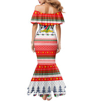 Namibia Christmas Family Matching Mermaid Dress and Hawaiian Shirt with Red-Green Theme, Coat of Arms, and National Flag Motif - Wonder Print Shop