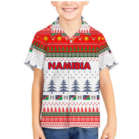 Namibia Christmas Family Matching Mermaid Dress and Hawaiian Shirt with Red-Green Theme, Coat of Arms, and National Flag Motif - Wonder Print Shop