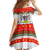 Namibia Christmas Family Matching Off Shoulder Maxi Dress and Hawaiian Shirt with Red-Green Theme, Coat of Arms, and National Flag Motif - Wonder Print Shop