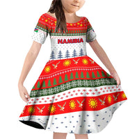 Namibia Christmas Family Matching Off Shoulder Short Dress and Hawaiian Shirt with Red-Green Theme, Coat of Arms, and National Flag Motif - Wonder Print Shop