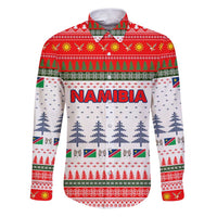 Namibia Christmas Family Matching Puletasi and Hawaiian Shirt with Red-Green Theme, Coat of Arms, and National Flag Motif - Wonder Print Shop