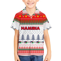 Namibia Christmas Family Matching Puletasi and Hawaiian Shirt with Red-Green Theme, Coat of Arms, and National Flag Motif - Wonder Print Shop