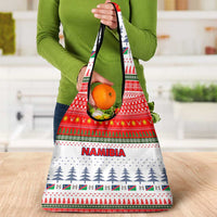 Namibia Christmas Grocery Bag with Red-Green Theme, Coat of Arms, and National Flag Motif - Wonder Print Shop
