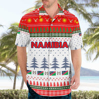 Namibia Christmas Hawaiian Shirt with Red-Green Theme, Coat of Arms, and National Flag Motif - Wonder Print Shop