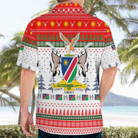 Namibia Christmas Hawaiian Shirt with Red-Green Theme, Coat of Arms, and National Flag Motif - Wonder Print Shop