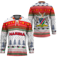 Namibia Christmas Hockey Jersey with Red-Green Theme, Coat of Arms, and National Flag Motif - Wonder Print Shop
