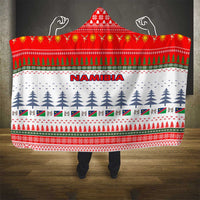 Namibia Christmas Hooded Blanket with Red-Green Theme, Coat of Arms, and National Flag Motif - Wonder Print Shop