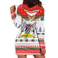 Namibia Christmas Hoodie Dress with Red-Green Theme, Coat of Arms, and National Flag Motif - Wonder Print Shop
