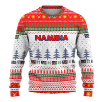 Namibia Christmas Ugly Christmas Sweater with Red-Green Theme, Coat of Arms, and National Flag Motif - Wonder Print Shop