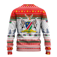 Namibia Christmas Ugly Christmas Sweater with Red-Green Theme, Coat of Arms, and National Flag Motif - Wonder Print Shop