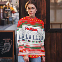 Namibia Christmas Ugly Christmas Sweater with Red-Green Theme, Coat of Arms, and National Flag Motif - Wonder Print Shop
