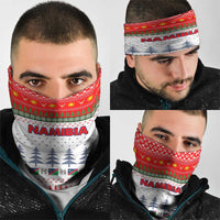 Namibia Christmas Neck Gaiter with Red-Green Theme, Coat of Arms, and National Flag Motif - Wonder Print Shop