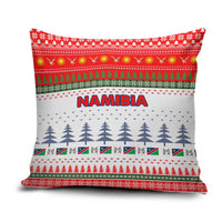 Namibia Christmas Pillow Cover with Red-Green Theme, Coat of Arms, and National Flag Motif - Wonder Print Shop