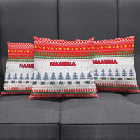 Namibia Christmas Pillow Cover with Red-Green Theme, Coat of Arms, and National Flag Motif - Wonder Print Shop