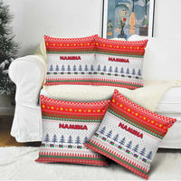 Namibia Christmas Pillow Cover with Red-Green Theme, Coat of Arms, and National Flag Motif - Wonder Print Shop