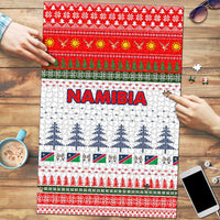 Namibia Christmas Puzzle with Red-Green Theme, Coat of Arms, and National Flag Motif - Wonder Print Shop