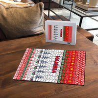 Namibia Christmas Puzzle with Red-Green Theme, Coat of Arms, and National Flag Motif - Wonder Print Shop