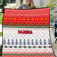 Namibia Christmas Quilt with Red-Green Theme, Coat of Arms, and National Flag Motif - Wonder Print Shop