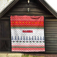Namibia Christmas Quilt with Red-Green Theme, Coat of Arms, and National Flag Motif - Wonder Print Shop