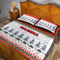 Namibia Christmas Quilt Bed Set with Red-Green Theme, Coat of Arms, and National Flag Motif - Wonder Print Shop