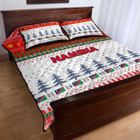 Namibia Christmas Quilt Bed Set with Red-Green Theme, Coat of Arms, and National Flag Motif - Wonder Print Shop