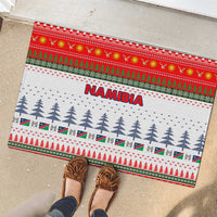 Namibia Christmas Rubber Doormat with Red-Green Theme, Coat of Arms, and National Flag Motif - Wonder Print Shop