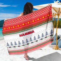 Namibia Christmas Sarong with Red-Green Theme, Coat of Arms, and National Flag Motif - Wonder Print Shop